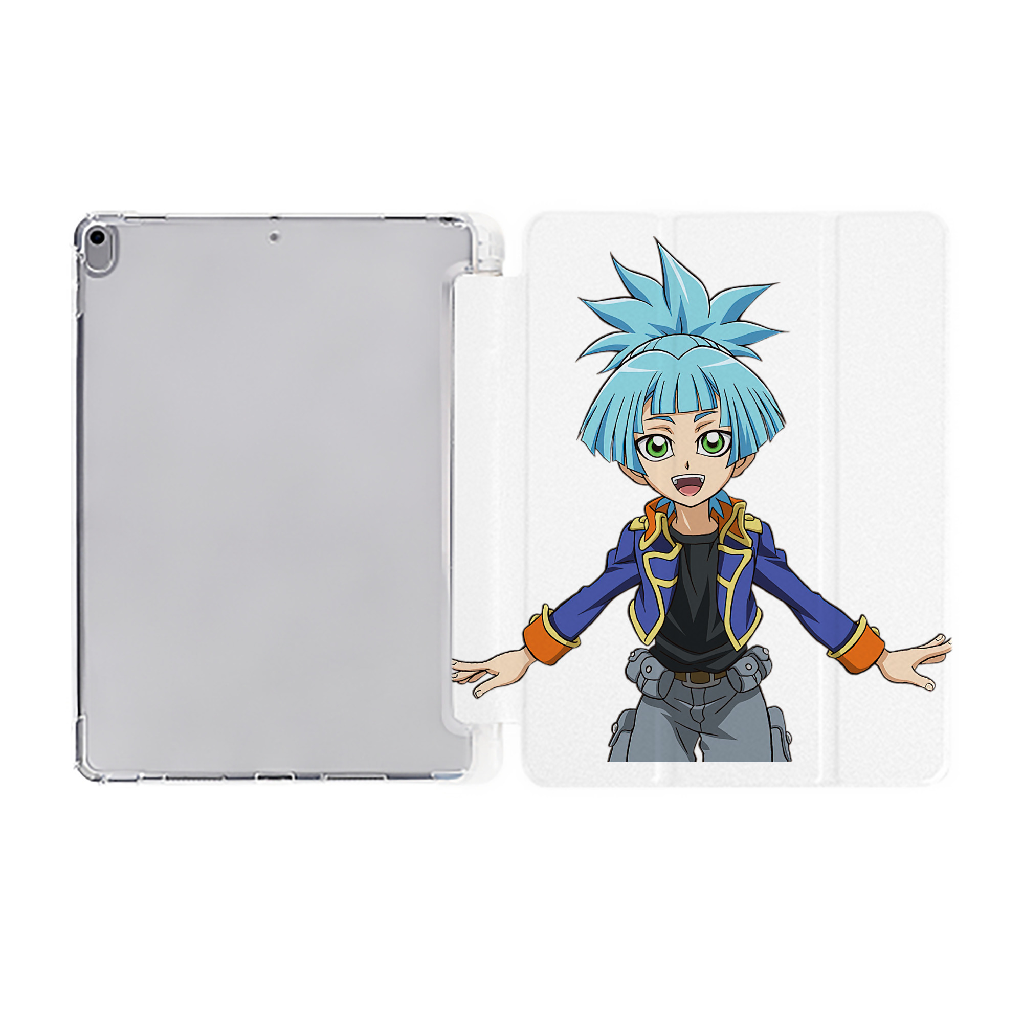 （画像用） 遊☆戯☆王 Yu-Gi-Oh! IPad ケース ペン収納付き 三つ折りスタンド PUレザー×シリコン 対応機種9.5/10.5/10.9インチ